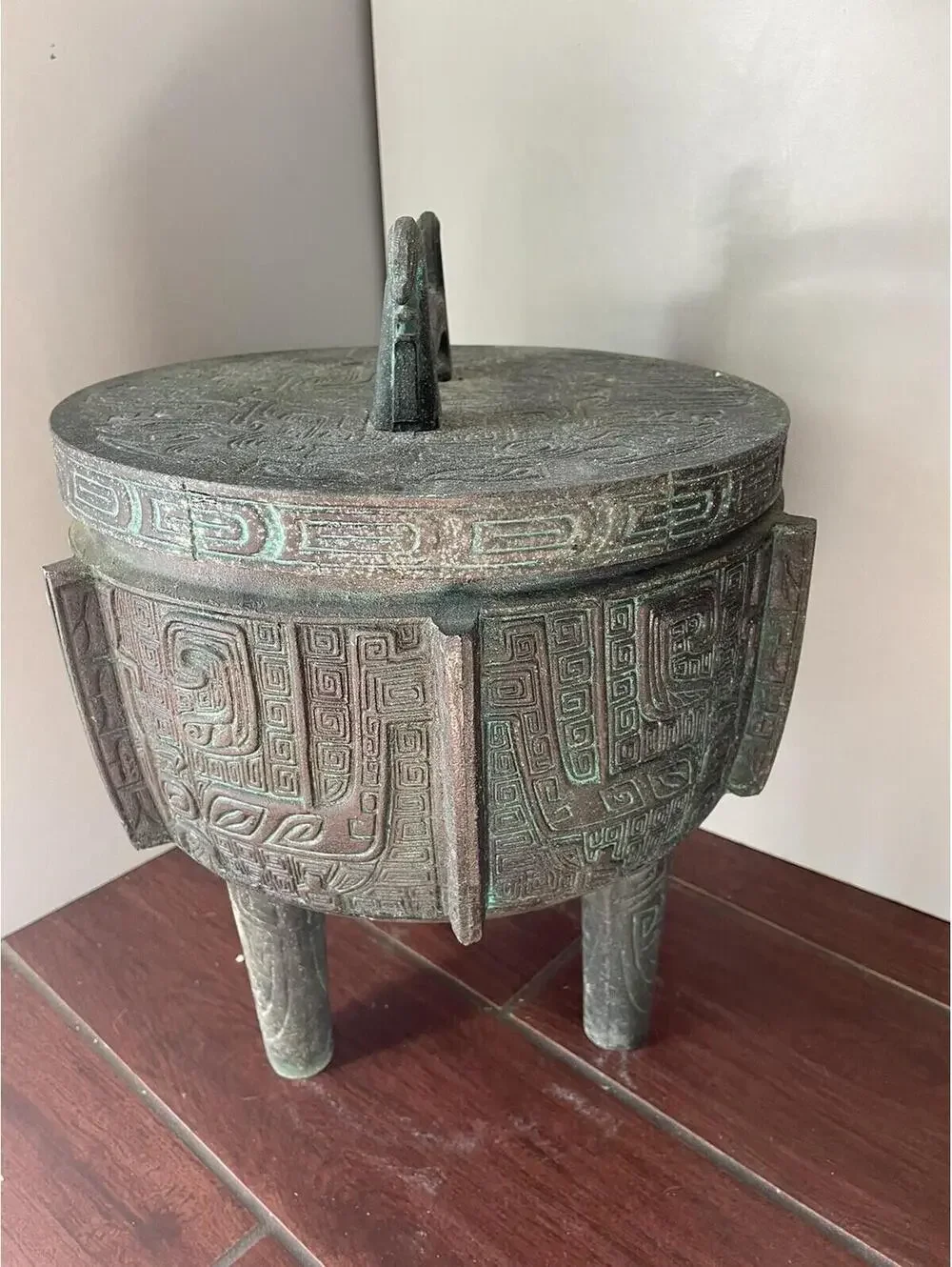Vintage Mid-Century James Mont Style, Ice Bucket, Metal Art, Asian Decor, Taiwan